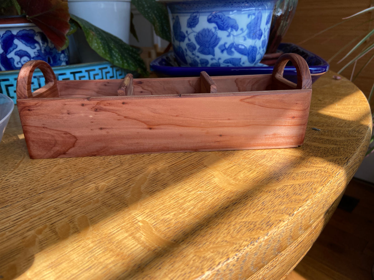 Series #07 | Red Cedar Tea Caddy | Hand‑Carved Handles & Tea‑Leaf Engravings