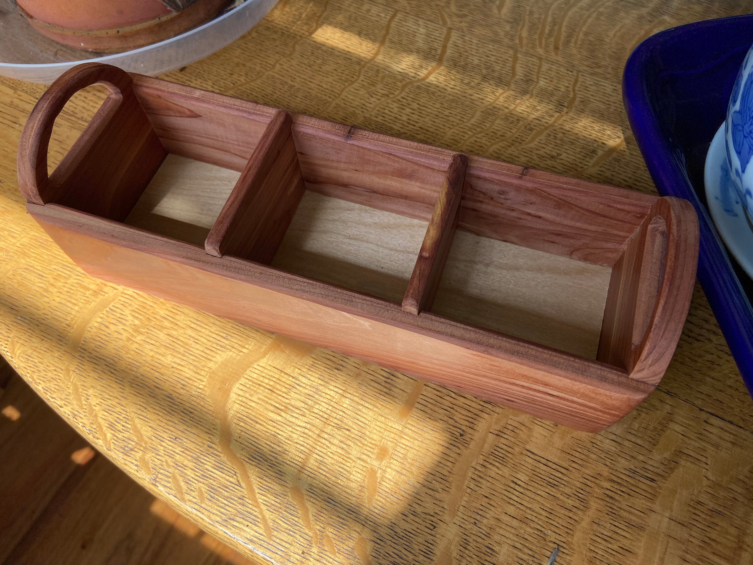 Hand‑Carved Red Cedar Tea Caddy with Tea Leaf Engraving