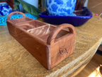 Hand‑Carved Red Cedar Tea Caddy with Tea Leaf Engraving