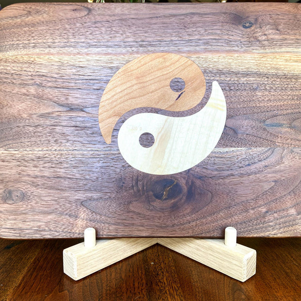 Walnut Charcuterie Board - Cherry & Maple Yin Yang Inlay