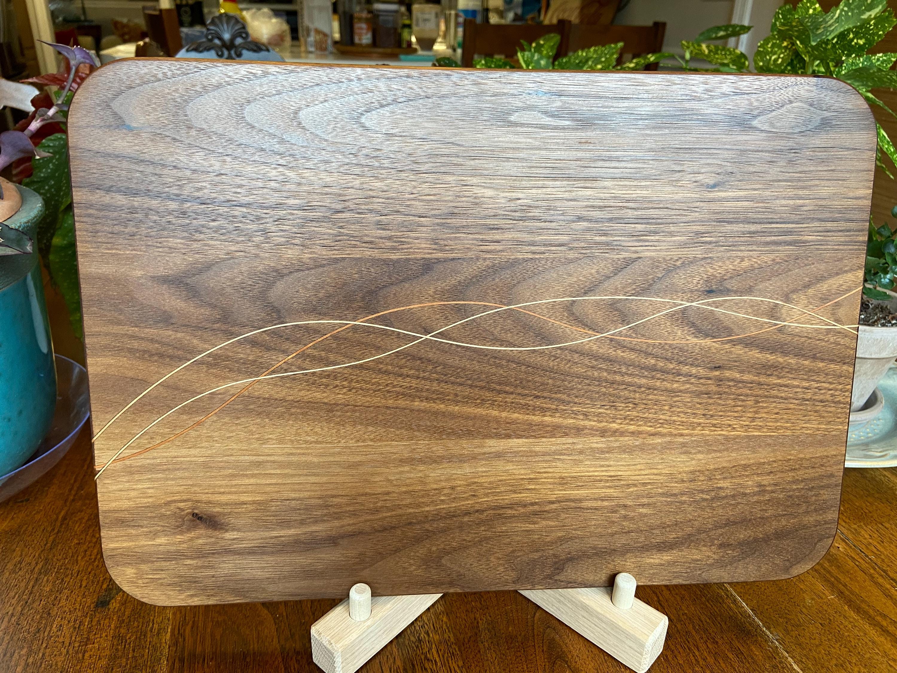 Walnut Charcuterie Board - Cherry & Maple Decorative Banding