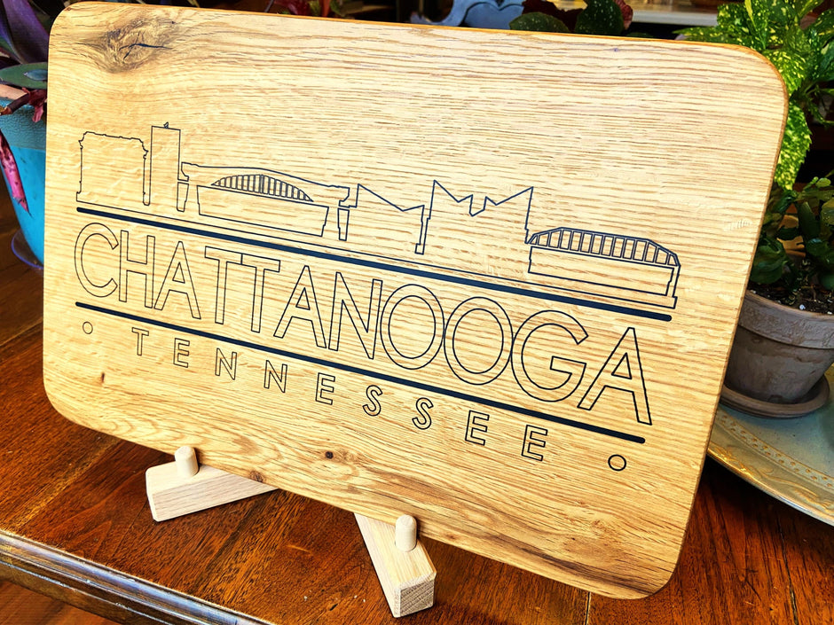 Handmade White Oak Charcuterie Board with Chattanooga Skyline Resin Inlay