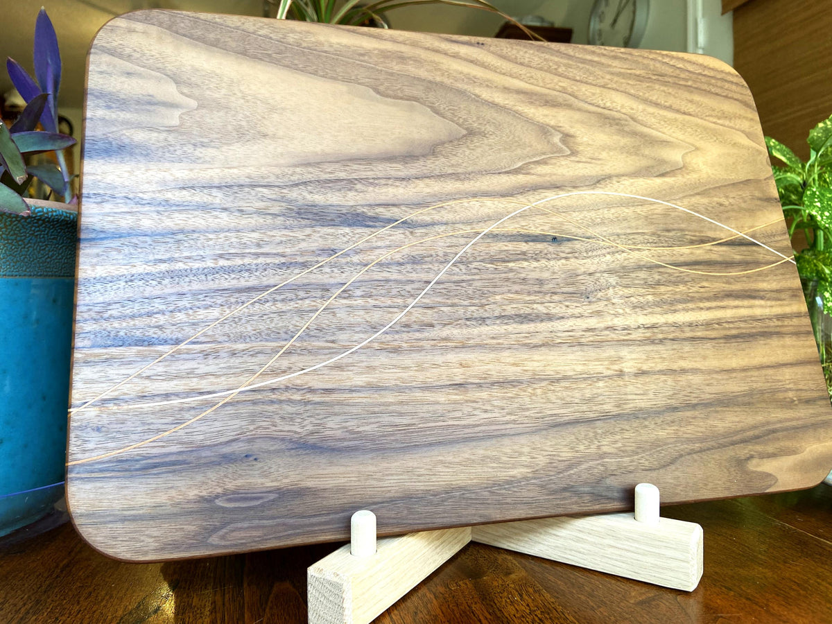 Series #05 | Walnut Charcuterie Board with Cherry & Maple Decorative Banding/Inlay | Handmade Serving Board