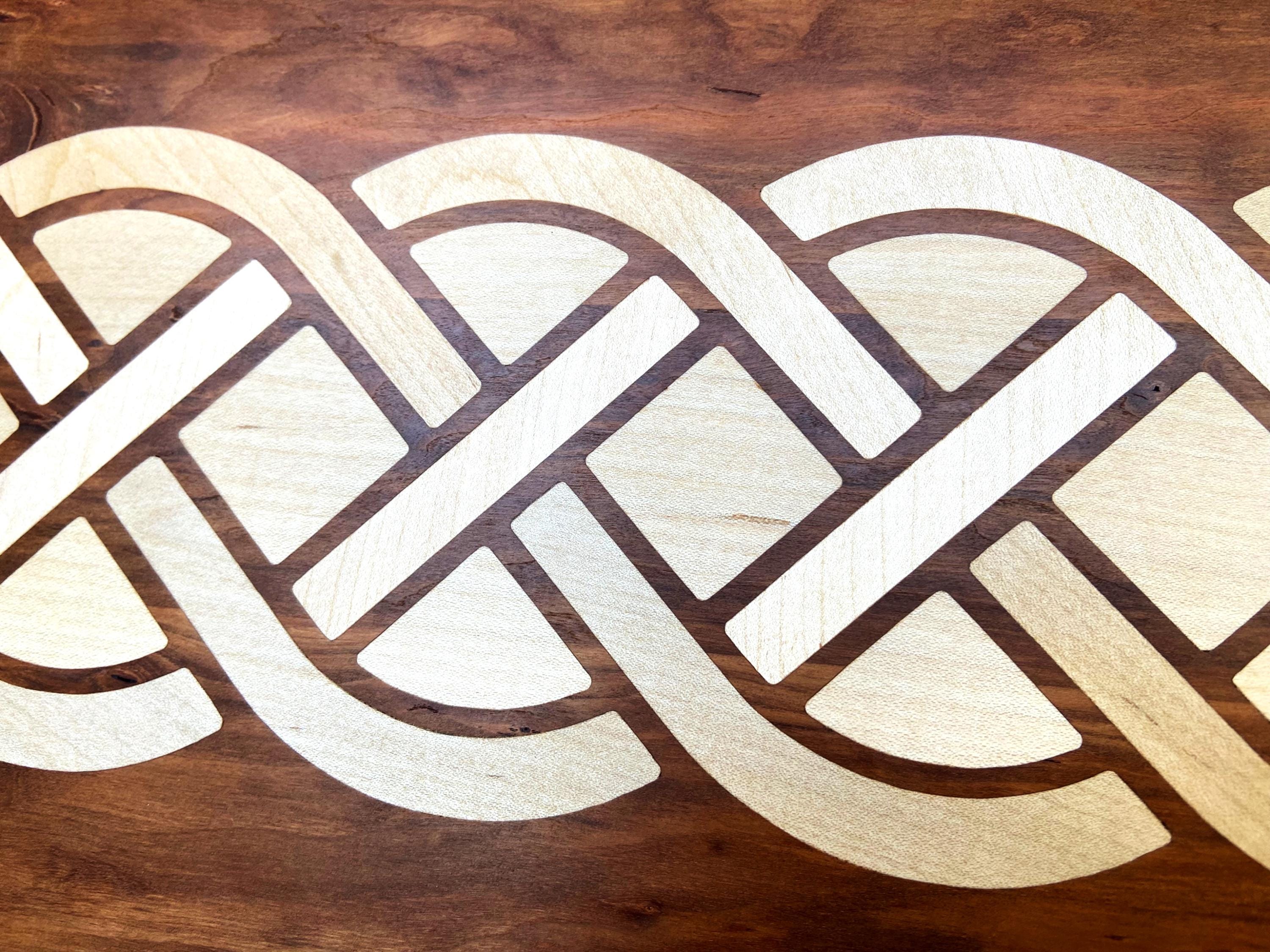 Cherry Charcuterie Board with Complex Celtic Knot Inlay | Handmade Serving Board