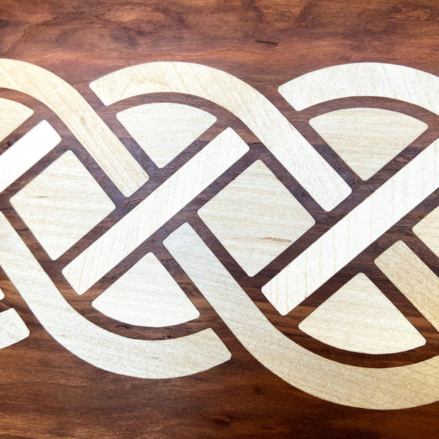 Cherry charcuterie board - complex Celtic knot inlay.
