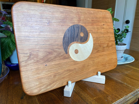 Cherry Charcuterie Board with Yin Yang Inlay in Peruvian Walnut & Maple