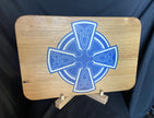 White Oak Charcuterie Board with Celtic Cross Inlay | Handmade Serving Board