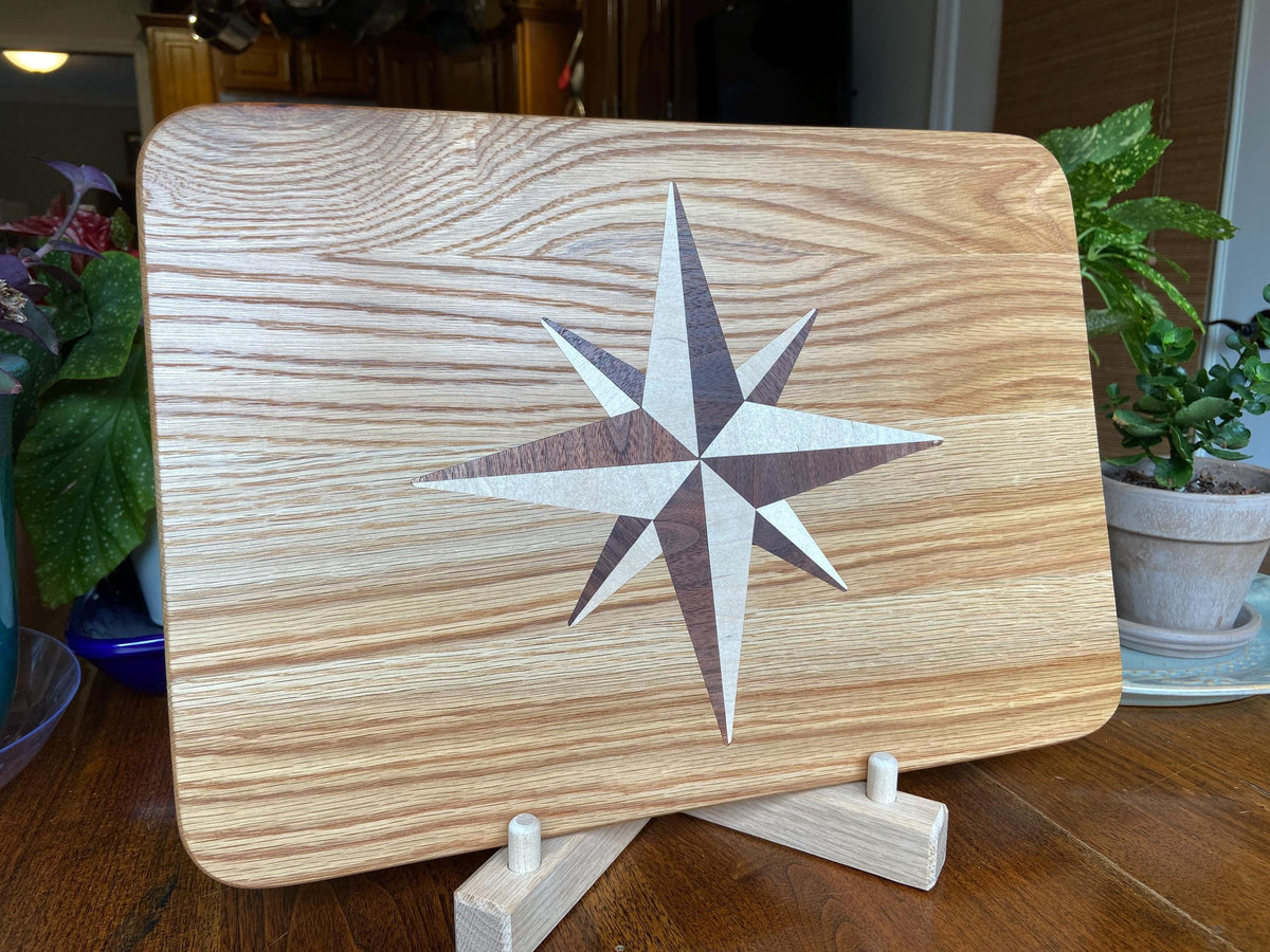 Series #03 | White Oak Charcuterie Board | Compass Rose Inlay | Handmade Serving Board