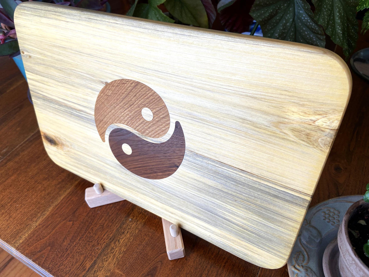 Series #03 | Poplar Charcuterie Board | Yin Yang Inlay | White Oak & Peruvian Walnut