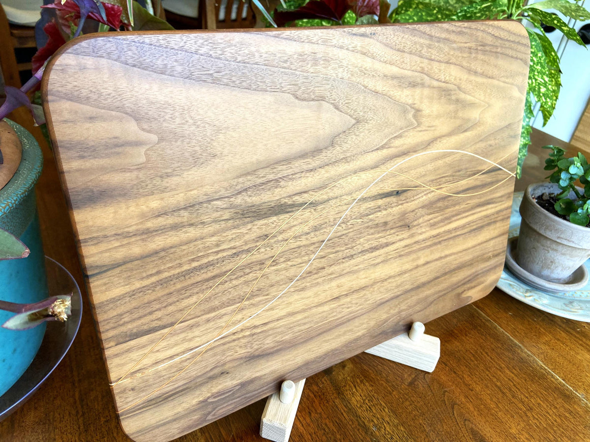 Series #05 | Walnut Charcuterie Board with Cherry & Maple Decorative Banding/Inlay | Handmade Serving Board