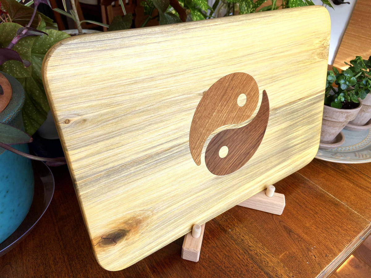 Series #03 | Poplar Charcuterie Board | Yin Yang Inlay | White Oak & Peruvian Walnut