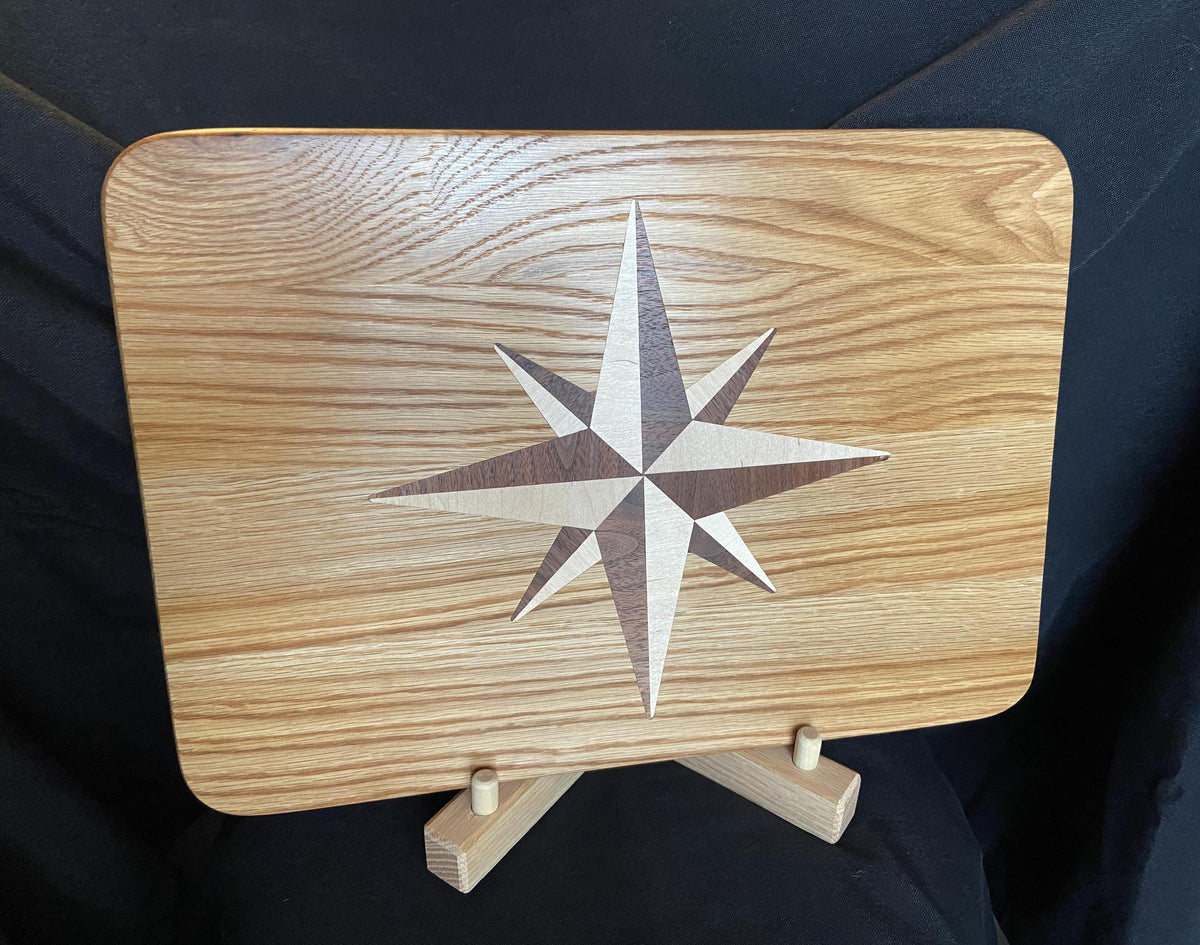 Series #03 | White Oak Charcuterie Board | Compass Rose Inlay | Handmade Serving Board
