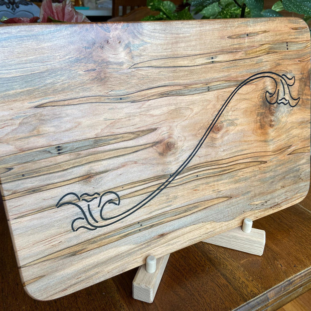 Ambrosia Maple Charcuterie Board - Unique Flower Scroll Resin Inlay