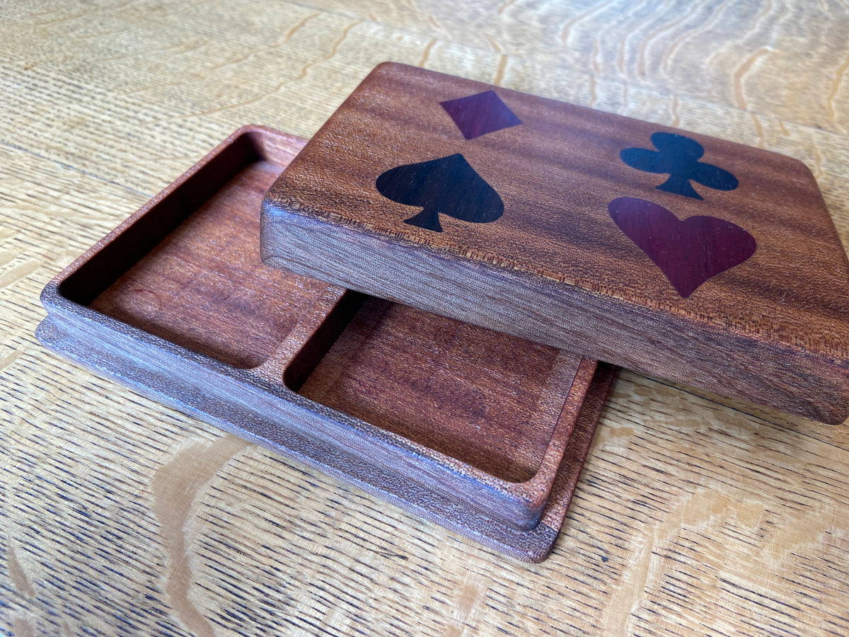 Series #01 | Mahogany Bridge Set Box | Peruvian Walnut & Purple Heart 4‑Suit Inlay
