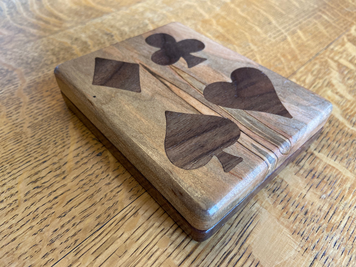 Series #03 | Ambrosia Maple & Walnut Playing Card Box | Walnut Four‑Suit Inlay