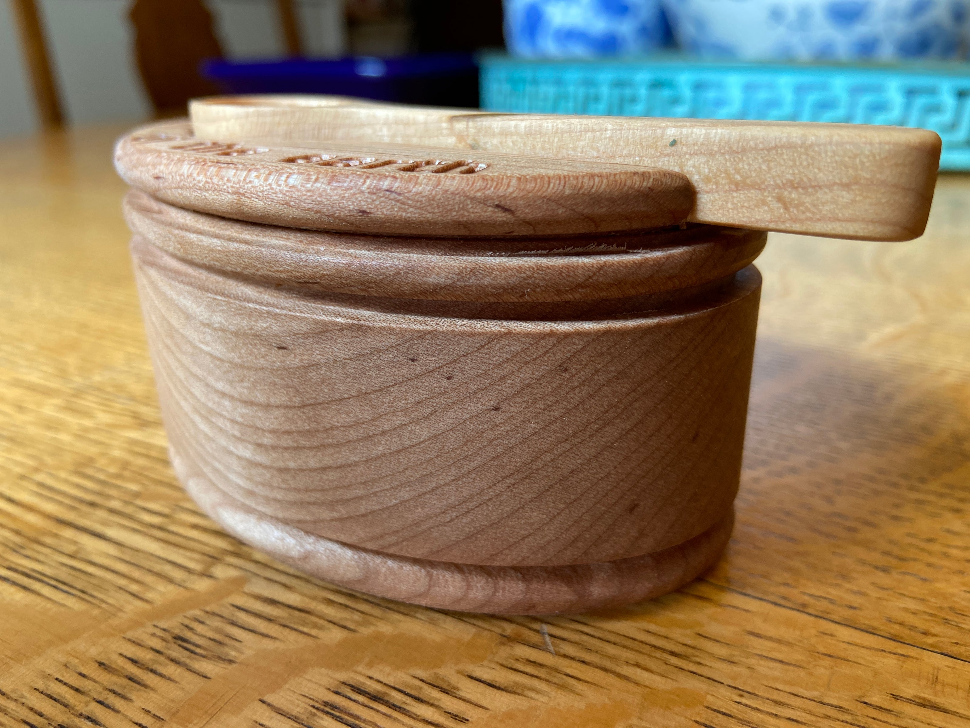 Hand-Carved Maple Salt Box Series 01 with Engraved Lid & Spoon