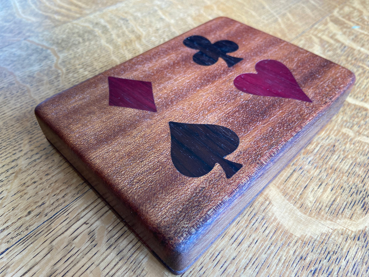 Series #01 | Mahogany Bridge Set Box | Peruvian Walnut & Purple Heart 4‑Suit Inlay