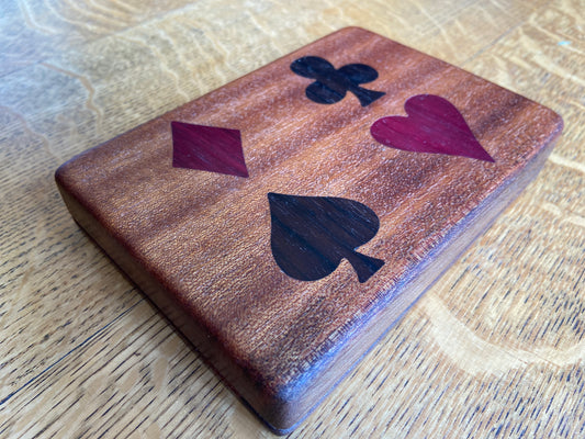 Series #01 | Mahogany Bridge Set Box | Peruvian Walnut & Purple Heart 4‑Suit Inlay