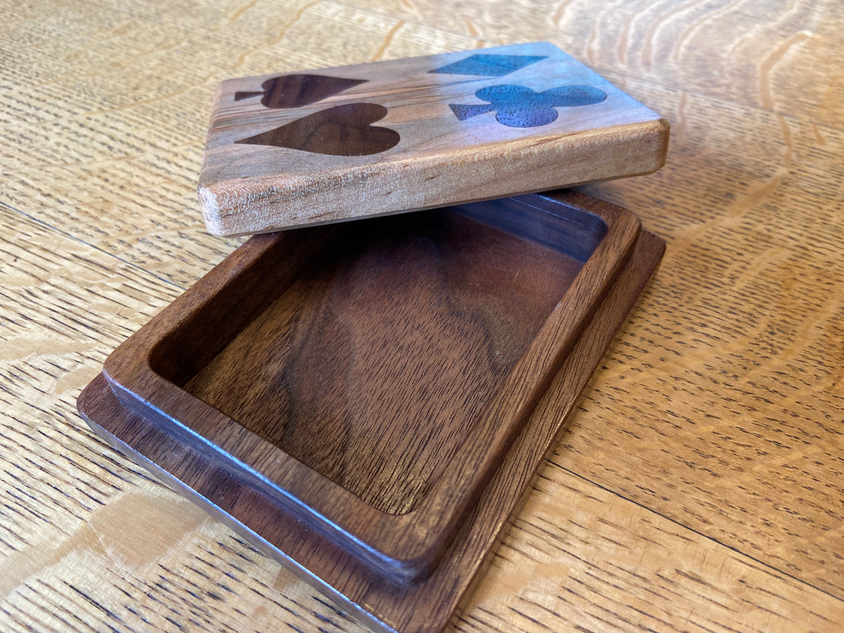 Series #03 | Ambrosia Maple & Walnut Playing Card Box | Walnut Four‑Suit Inlay