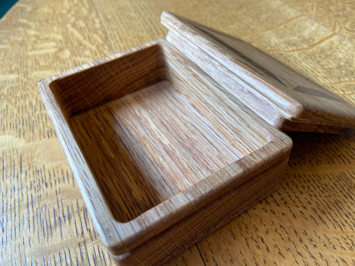 Series #01 | Small Rectangular Keepsake Box | Geometric Inlay | Handcrafted White Oak