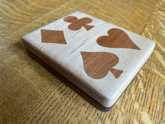 Series #02 | Maple & Walnut Playing Card Box | Spanish Cedar Four‑Suit Inlay
