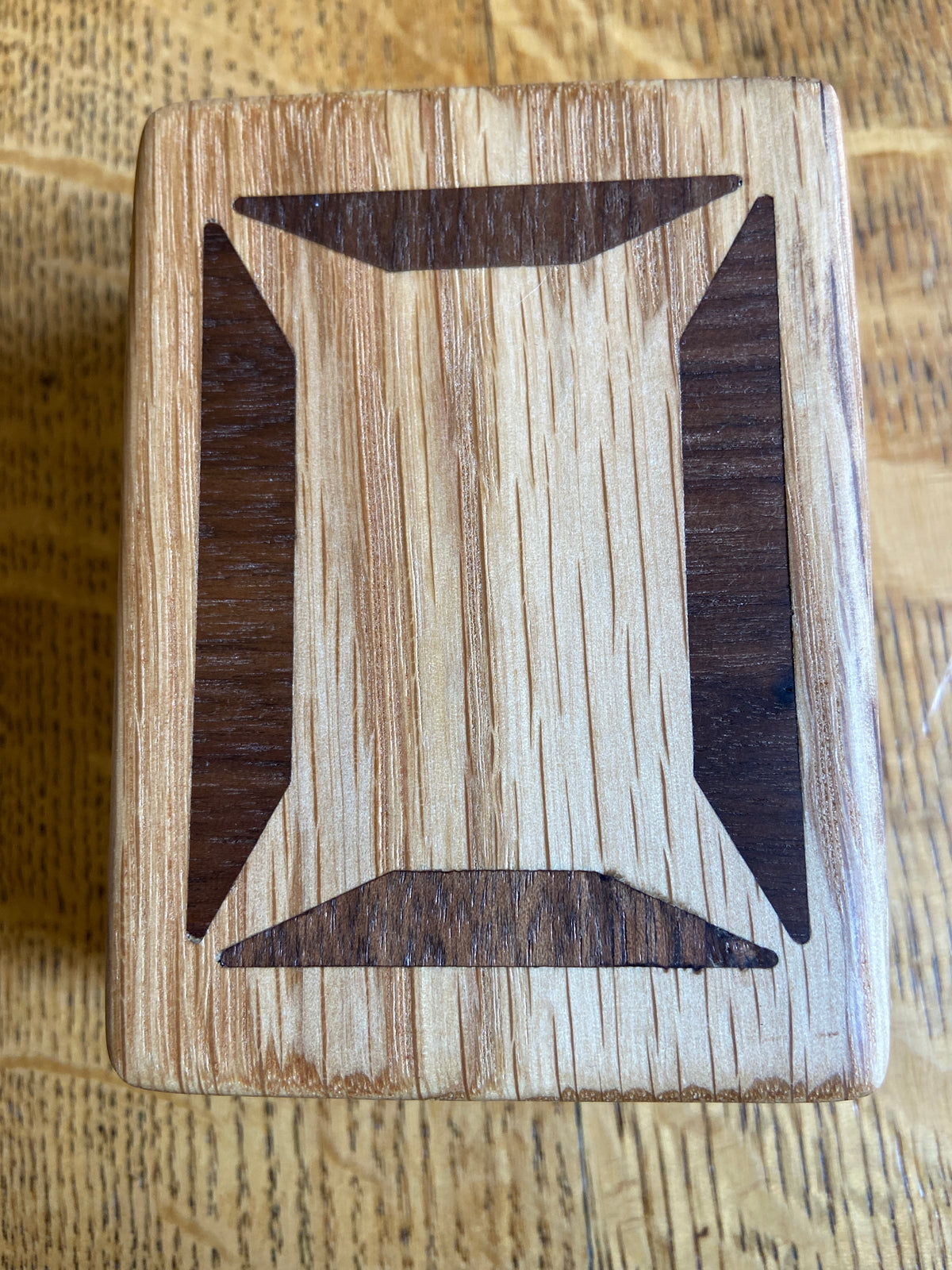 Series #01 | Small Rectangular Keepsake Box | Geometric Inlay | Handcrafted White Oak