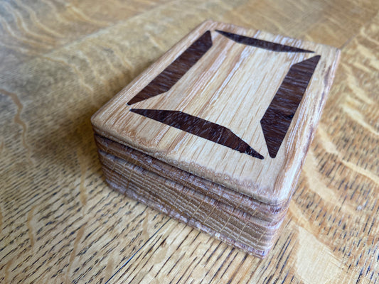 Series #01 | Small Rectangular Keepsake Box | Geometric Inlay | Handcrafted White Oak
