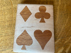 Single‑Deck Playing Card Box — Maple & Walnut — Spanish Cedar Four‑Suit Inlay — Series 02