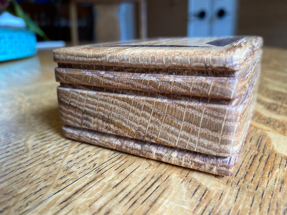Series #01 | Small Rectangular Keepsake Box | Geometric Inlay | Handcrafted White Oak