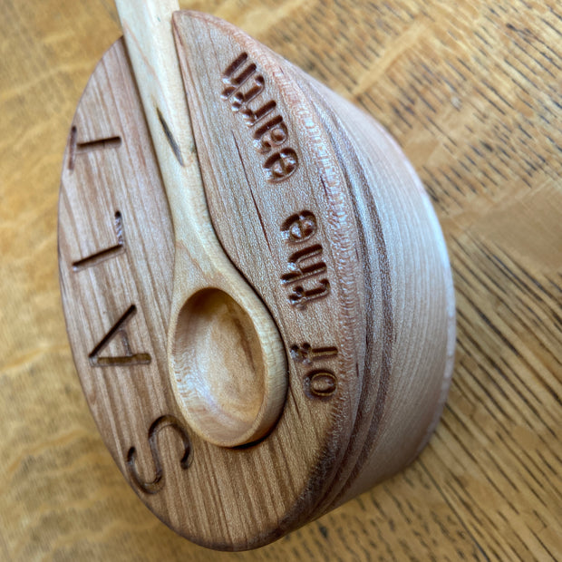 Hand-Carved Maple Salt Box Series 01 with Engraved Lid & Spoon