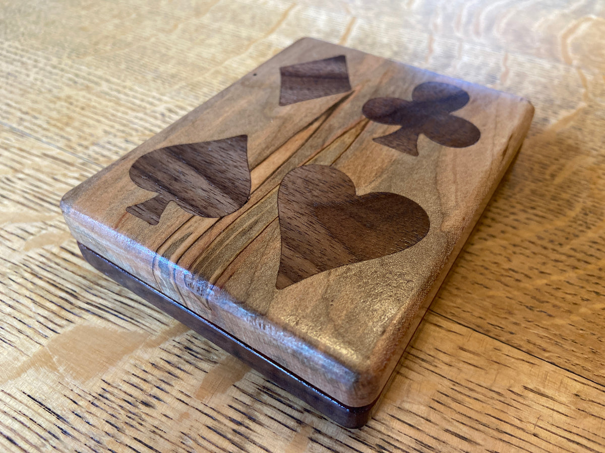 Series #03 | Ambrosia Maple & Walnut Playing Card Box | Walnut Four‑Suit Inlay