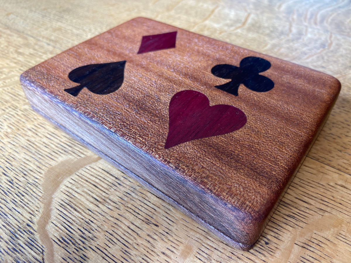 Series #01 | Mahogany Bridge Set Box | Peruvian Walnut & Purple Heart 4‑Suit Inlay